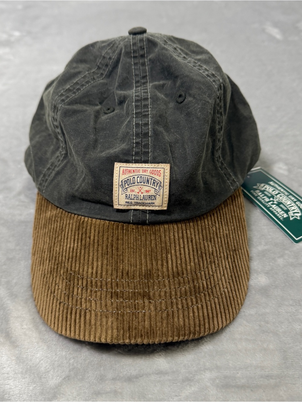 NWT Ralph Lauren Polo Country Oilcloth Wax Corduroy Bill Cap Hat Green Label